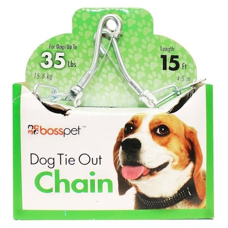 PDQ Twist Chain With Swivel Snap, 15 Ft L BeltCable, Steel, For Medium Dogs Up To 35 Lb